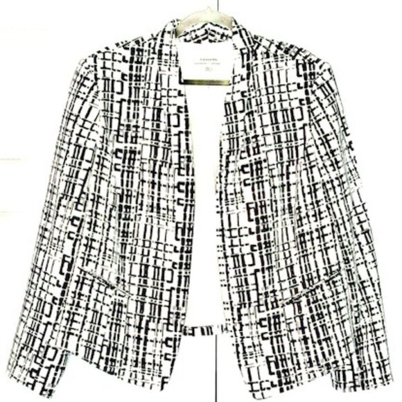 Tahari Black & White Swing Blazer - A Bit of Stretch, Classy, Lined & Comfy! 18W - Picture 2 of 10